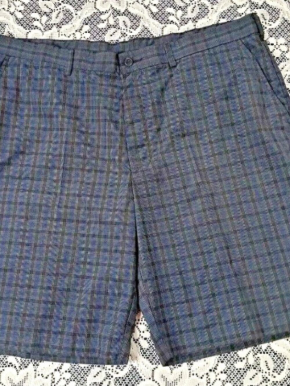 Ben Hogan Performance Golf Shorts Men's Sz 40 Blue Black Plaid Casual Polyester